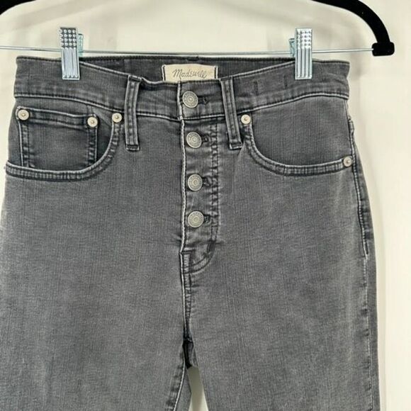 Madewell Cali Demi-Boot Jeans Bellspring Charcoal Black Button Fly Size 26 - Picture 5 of 13